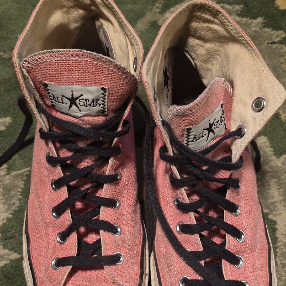 Converse Pink Canvas High-Tops with Black Accents - Picture 5 of 10